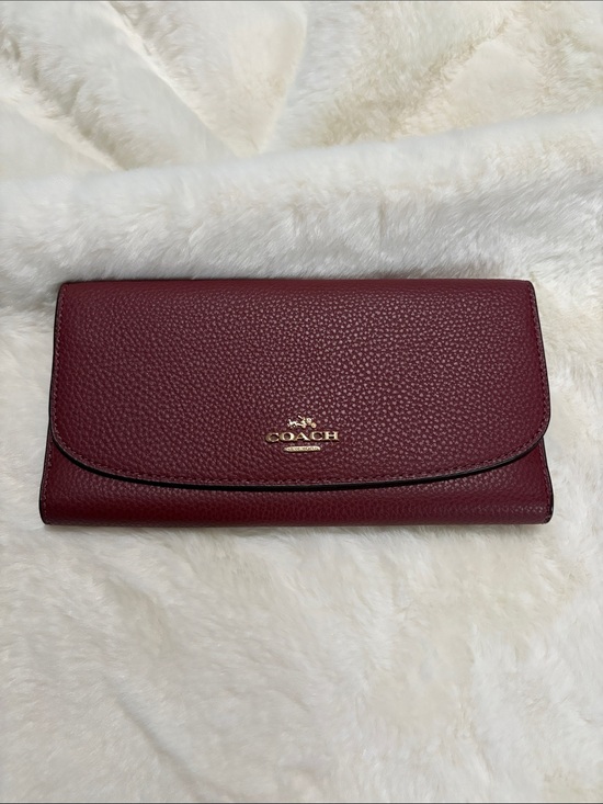 Coach Handbags - Coach Pebbled Leather Continental Wallet - Wine